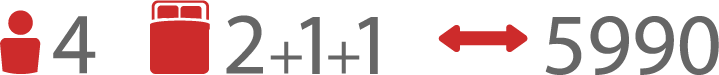 4 Sitzplätze, 2+1+1 Schlafplätze, 5,99m